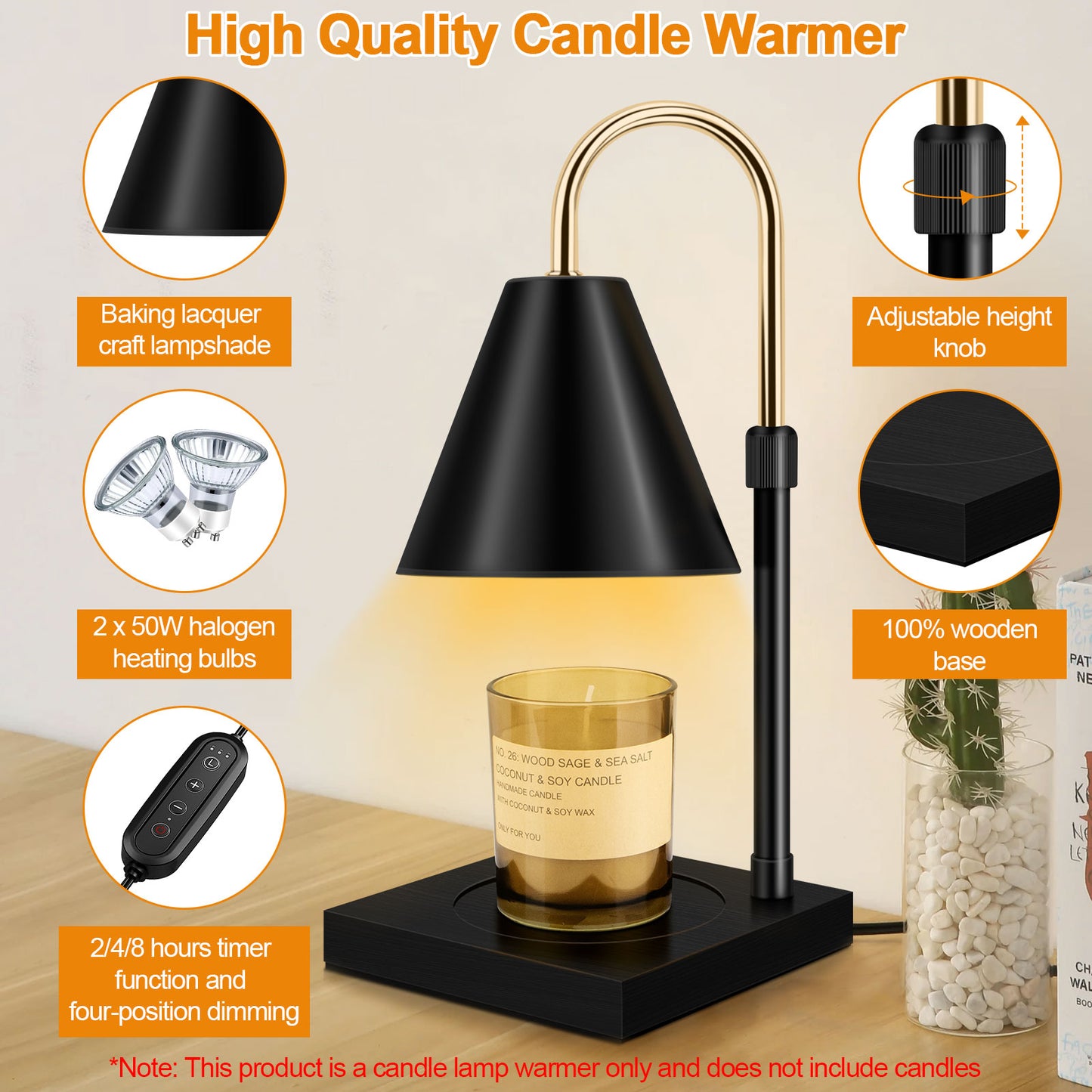 Candle Warmer, Coffee or Tea mug Warmer Lamp With Timer Dimmable And Adjustable Height